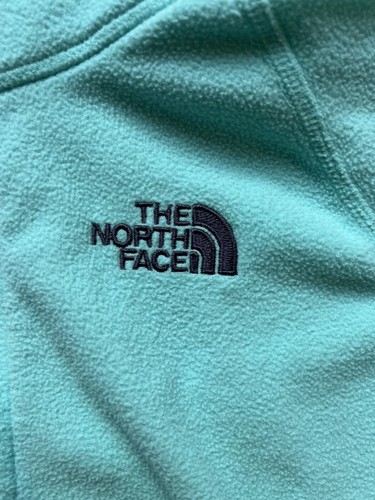 The North Face Small Women Fleece 1/4 Zip Up Turquoise Jacket Embroidered Logo - 第 3/11 張圖片