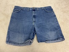 VINTAGE Wrangler Shorts Mens 48 Blue Jeans Denim Jean Cotton Carpenter Work Big