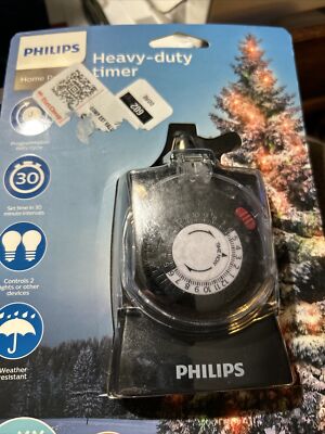 PHILIPS TIMER ON/OFF 2-OUTLET HEAVY DUTY TIMER INDOOR/OUTDOOR  ~NEW IN PACKAGE~