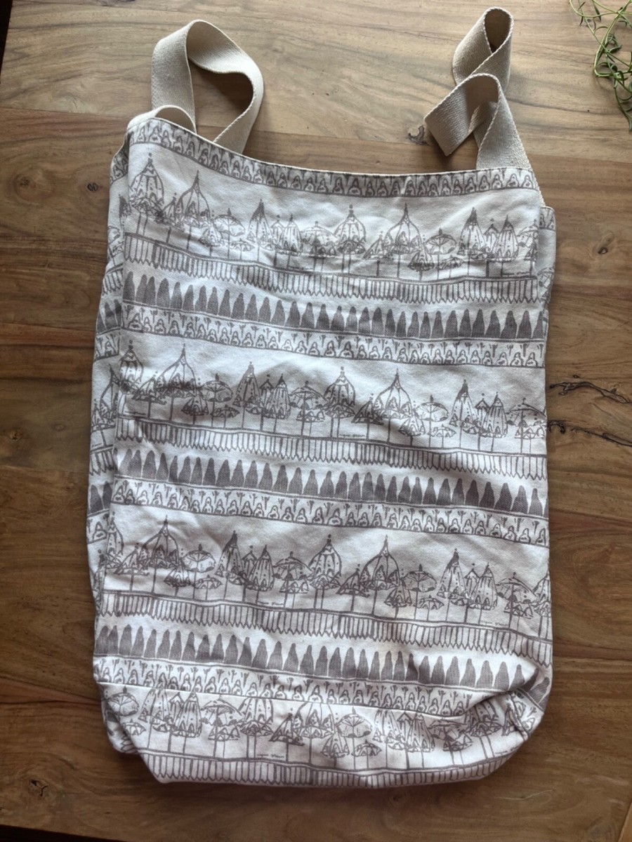 virginia johnson artistic umbrella print cotton tote older rare