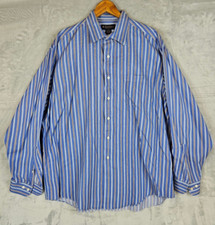 Brooks Brothers Long Sleeve Shirt XL Blue Striped Vintage USA Made Woven Italy