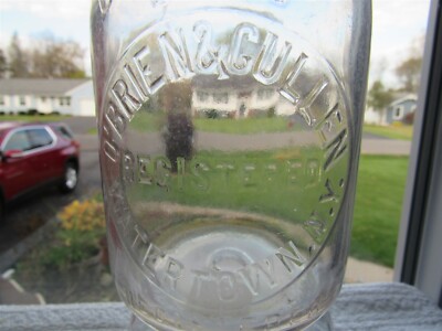 TREQ Milk Bottle O'Brien & Cullen Dairy Farm Watertown NY JEFFERSON COUNTY 1935