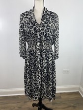 Eliza J Leopard Animal Elastic Waisted Print Chiffon Mini Dress Size 12