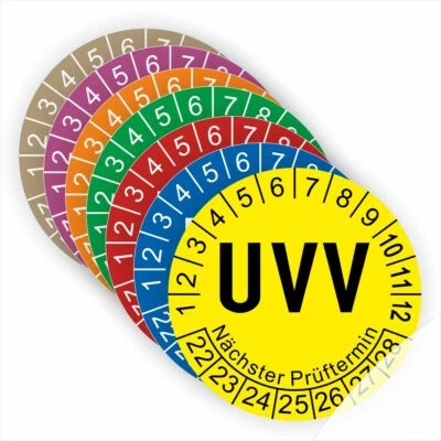 Prüfplaketten Geprüft nach UVV BGV D27 Stapler Kran BGR Kratz -Wasserfest UVV14