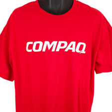 Vintage Compaq Computers T Shirt Mens Size 2XL Red Y2K Computing Technology
