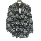 Chico’s Elegant Eyelet Jacket size 3/XL Black/White Beaded Collar 3/4 Sleeve NWT