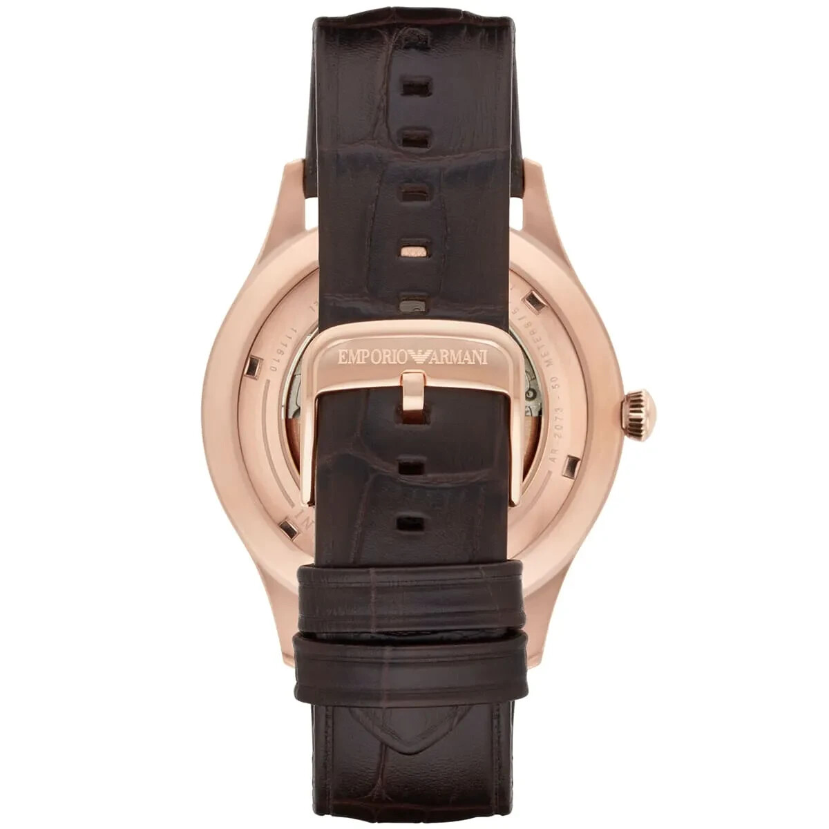 EMPORIO ARMANI AR2073 BROWN LEATHER STRAP AND ROSE GOLD MEN