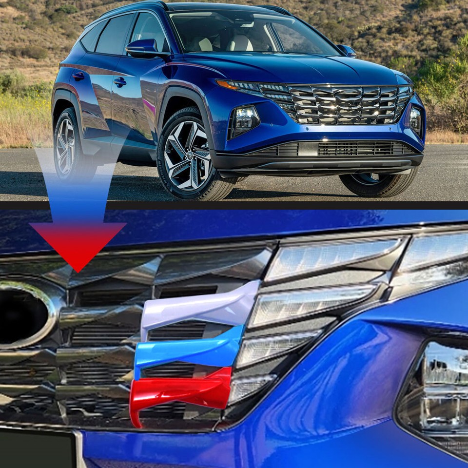 3x For 20212024 Hyundai Tucson Front Grille Strip Cover Decor Trims