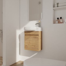 16" Wood Bathroom Vanity W/Sink Combo Wall Mounted Floating for Small Space NEW