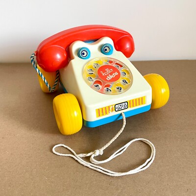 70s VTG Chicco Pull Phone Rotary move Eyes ding sound ITALY  (USA   Tariff FREE)