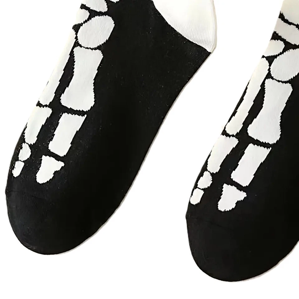 Funky SKELETON FOOT BONE (2nds:BOTH Pcs RIGHT FEET) CREW SOCKS Novelty Goth Punk - Image 2 of 4