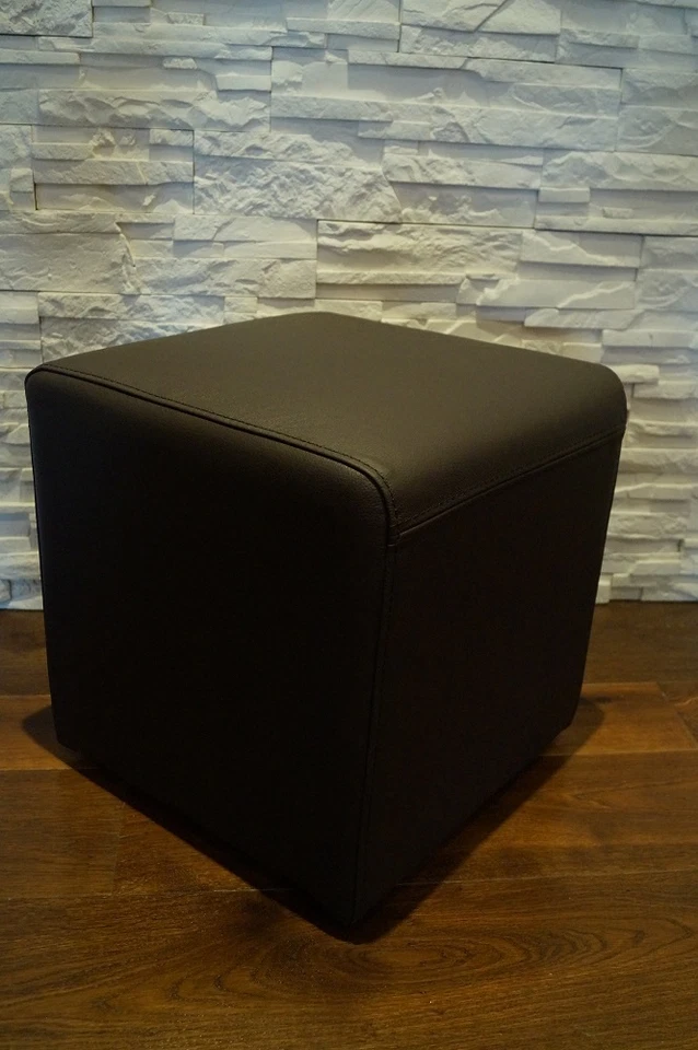 Echtleder Hocker Sitzhocker 100%  Echtes Leder Sitzwürfel Pouf Würfel Fußhocker - Bild 3 von 3