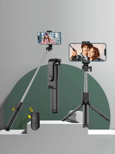360 Rotating Tripod iPhone Camera Portable Stand 70" Selfie Stick w/Remote Black - Picture 5 of 6