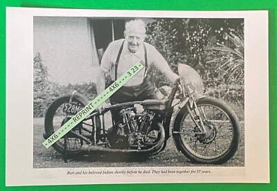 Found 4X6 Photo of Old Burt Munro The Fastest Indian Motorcycle at Bonneville
