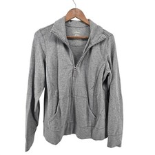 L.L.Bean Women's Zip Jacket Medium Regular Gray Cotton Spandex Stretch Pockets