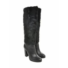 Vintage Christian Dior Black Fur Knee-high Bo...