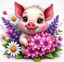 Schwein Diamant Kunst/Malerei 40x40 Rundbohre...