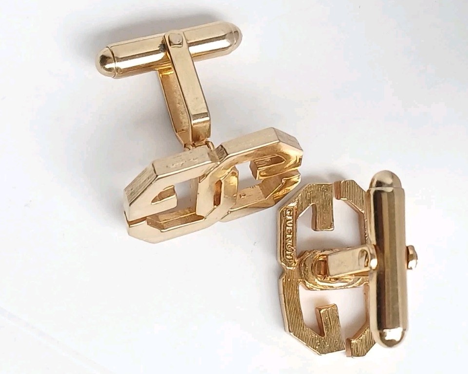 Givenchy Cufflinks Gold Plated  G G Logo Vintage Mens Jewellery Boxed thumbnail 4