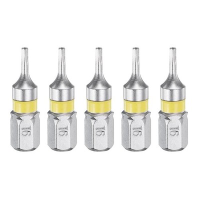 5pcs T6H Magnetic Torx Screwdriver Bits 1/4'' Hex Shank 1'' Length S2 Steel
