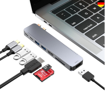 USB C Hub Adapter für MacBook Pro / Air Docking Station Thunderbolt, HDMI, SD/TF