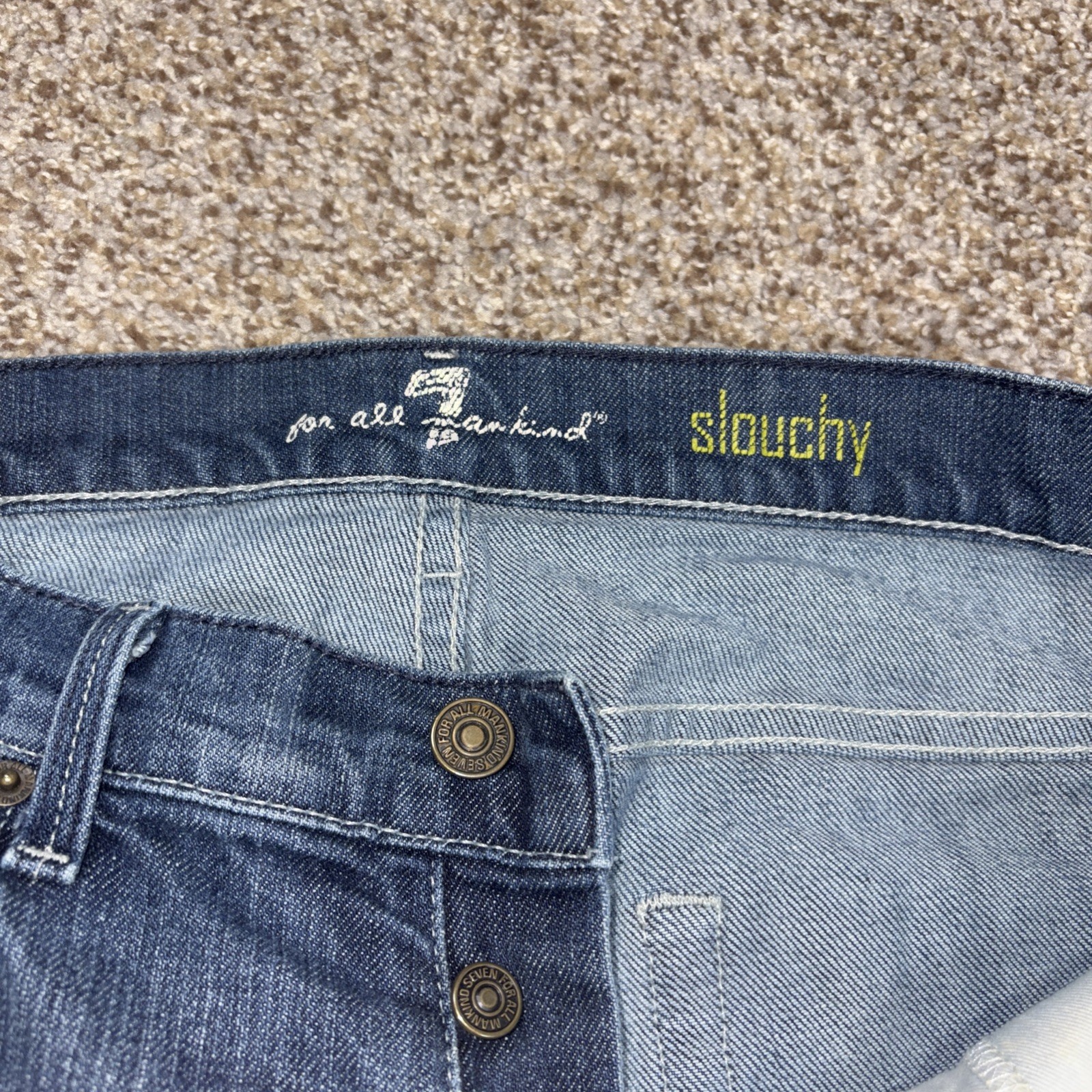 7 for all Mankind Slouchy Denim jeans Men's size 33 X 29 medium wash button fly - View 3