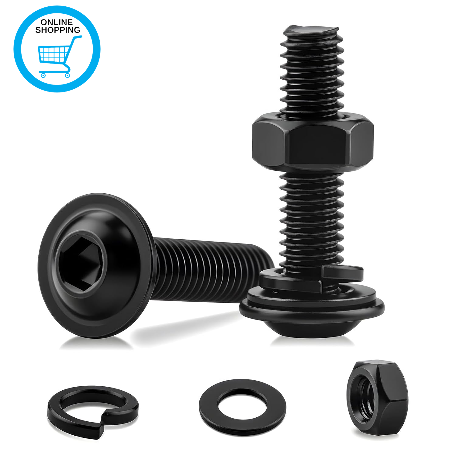 10Pcs M6 × 40Mm Nuts and Bolts Assortment Black Nuts and Bolts 304 Stainless Ste