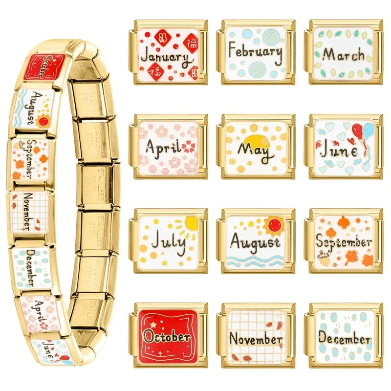 Pulsera de eslabones de acero inoxidable con dije para mujer tono dorado 9 mm estilo clásico joyería Foto 2 de 4