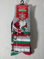 Santa Elf Golfing Reindeer Christmas 2 Pair Holiday Tradition Socks Mens 6-12