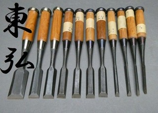 Vintage Japanese Chisel nomi 11set made by blacksmith 東弘 /Woodworking Tool k16