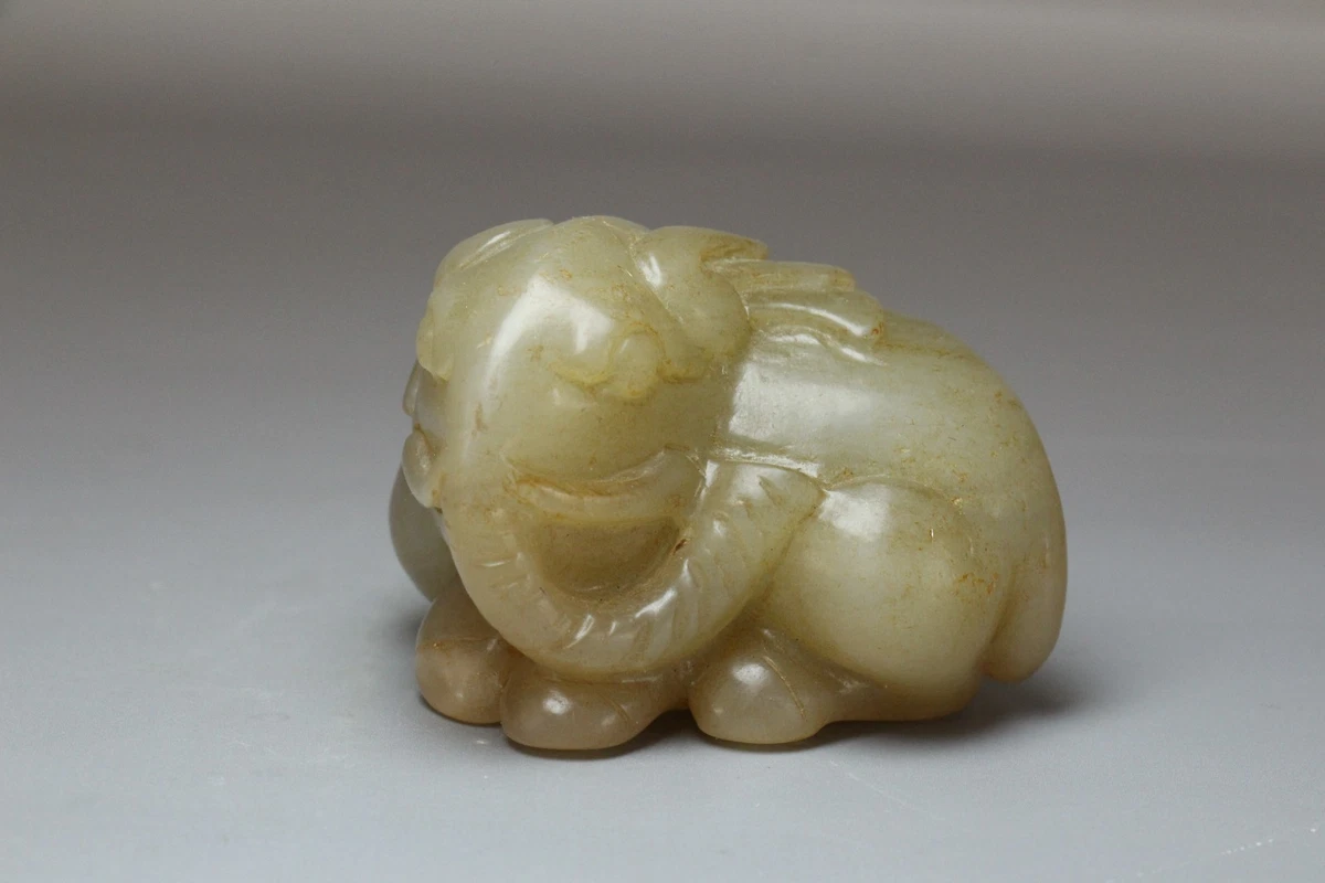 古董原始玉石古董中国大象雕像、雕像| eBay