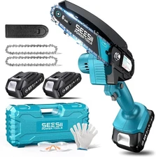 Seesii Mini Chainsaw, 6-inch Mini Chainsaw Cordless, Handheld Electric Power Cha