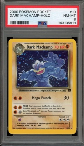 Pokemon Dark Machamp Team Rocket Unlimited Holo Rare #10 PSA 8