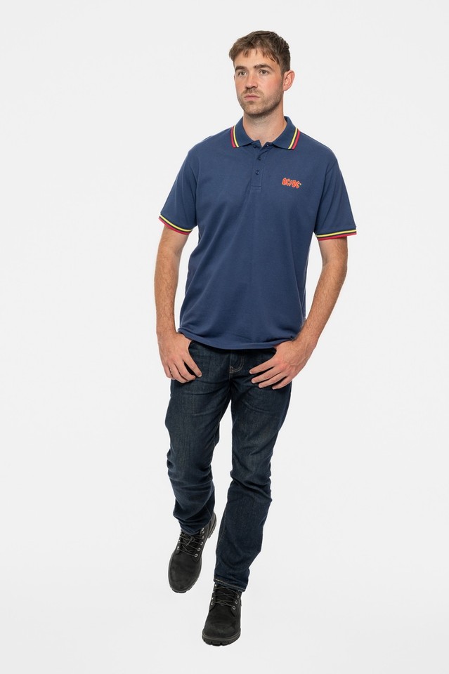 AC/DC Polo Shirt Classic Band Logo new Official Unisex Navy Blue | eBay