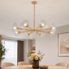 36'' Modern Pendant 8 Light Sputnik LED Chandelier for Living Room Gold Fixture
