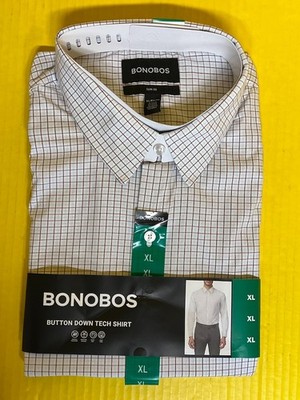 Bonobos Slim Fit Men's Long Sleeve Button Down Tech Shirt 149651 XL Light Blue