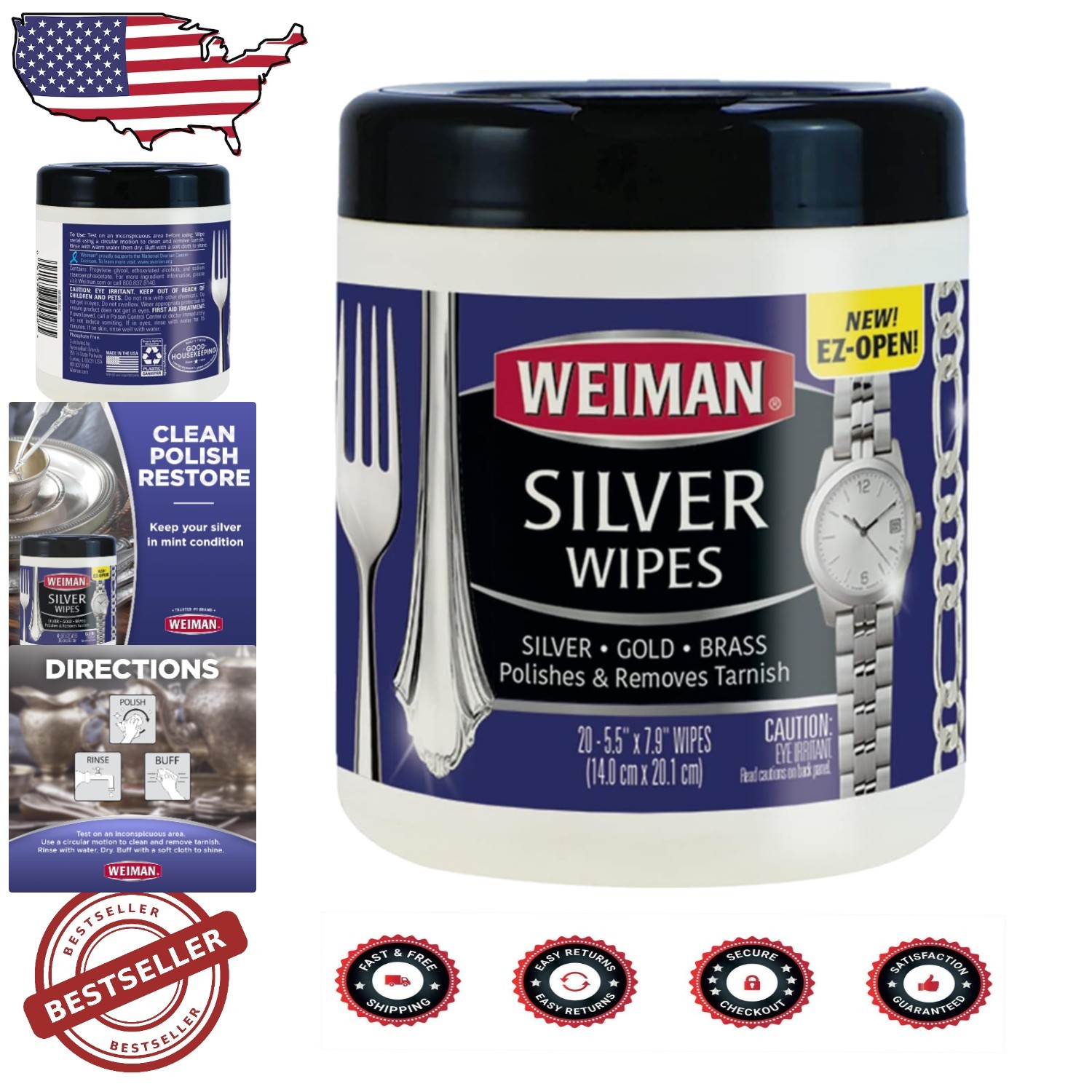 20 Count Jewelry Cleaning Wipes for Instant Shine on All Metals