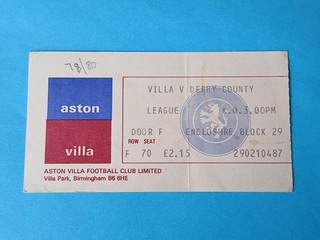 1979/80 Aston Villa v Derby County Ticket