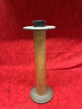 VINTAGE LARGE 15" WOOD INDUSTRIAL SPOOL BOBBIN SEWING TEXTILE