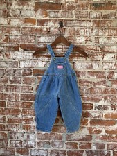 Vintage Girls 2T Osh Kosh B'Gosh Denim Vestbak Overalls Bubble Wide Leg USA