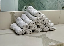 QTY 60 Brand New Unused White Cotton Washcloths 12 in by 12in One Dozen 1 Pound