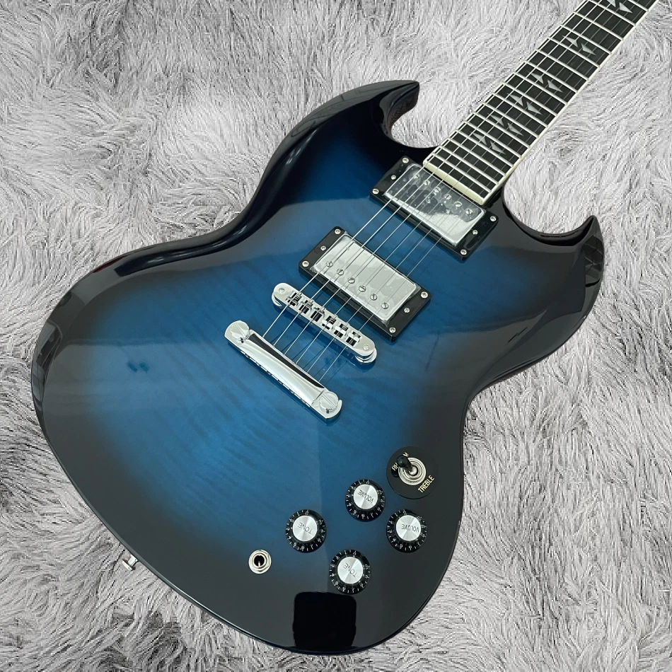 Rosewood Fretboard Black Ring Blue Chrome Plated Accessories SG Electric Guitar - Image 2 of 4