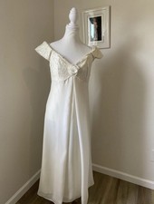 Scott McClintock Vtg Dress Women 8 White Long Lace Detail Wedding Event