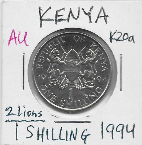 Kenya 1 Shillings1994 K20a President & 2 Lions One Year Type Royal Mint UK