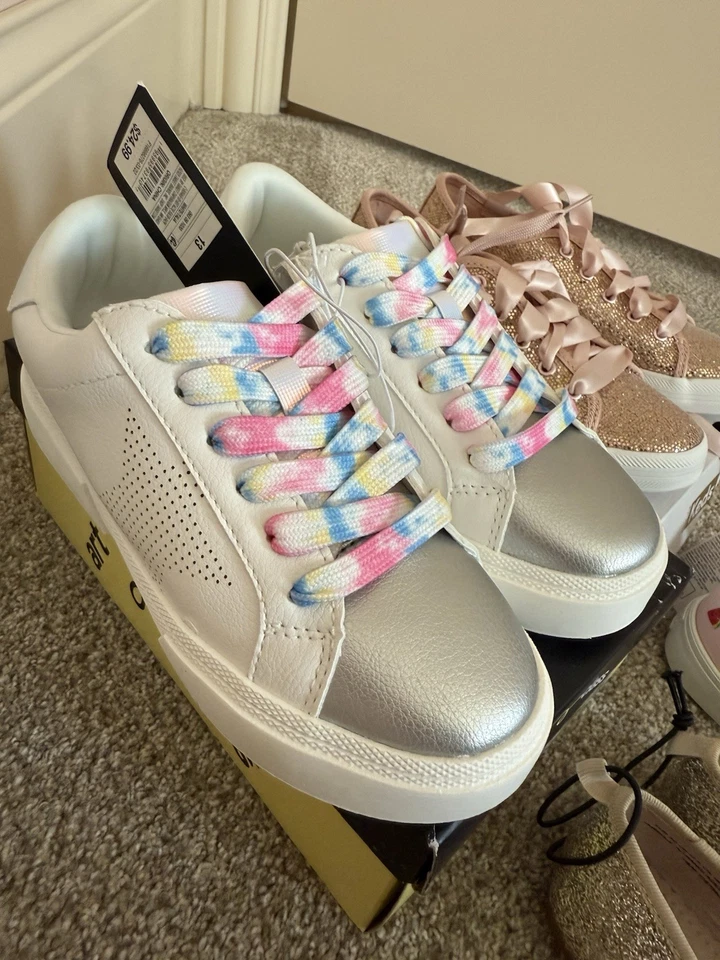 Новый с Ярлыками лот девочек 13 туфли Keds, кроссовки, золото платье туфли, Summer без шнурков - Изображение 2 из 4