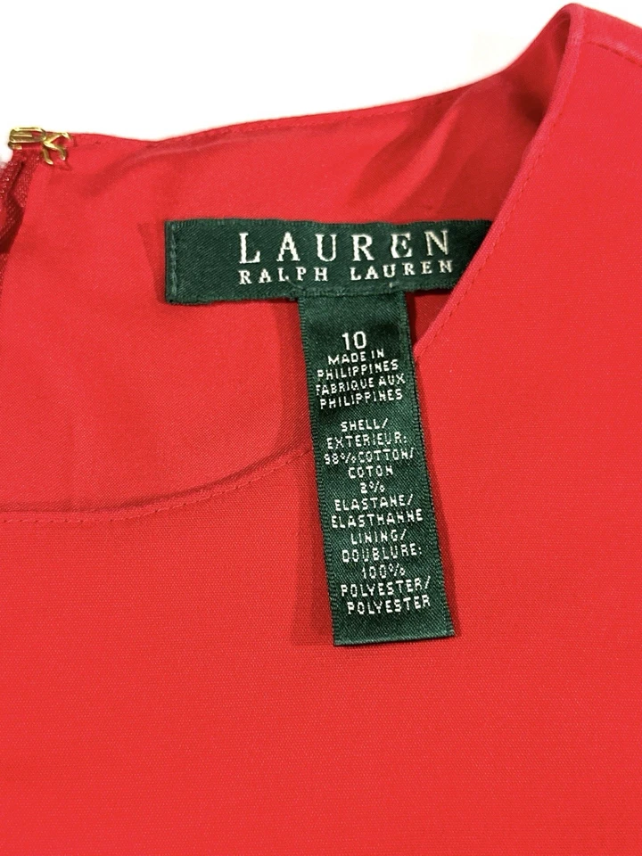 Lauren Ralph Lauren Red Sleeveless Sheath Dress Women’s Size 10 Stretch - Image 4 of 4