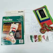 OPEN Bucilla Santa Snoozing Felt Xmas Stocking Kit 82137 Jeweled Stitchery 1985