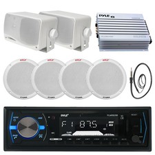 6.5" Marine Speakers, 400W Amplifier, 3.5" Speakers, Antenna,Bluetooth AUX Radio