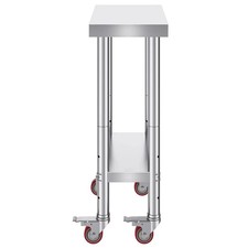Stainless Steel Work Table 12 x 24 x 34 Inch 700 LBS Load Capacity with 4 Wheels