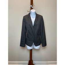 Ann Taylor Two Button Lined Blazer 8 Charcoal Gray