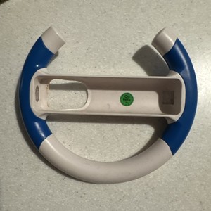 Nintendo Mario Kart Wheel For Wii & Wii U White With Blue Grips Fast Shipping